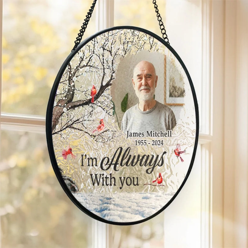 Custom Photo Not A Day Goes By That You Are Not Missed - Memorial Personalized Custom Stained Glass Window Hanging Suncatcher - Sympathy Gift For Family Members