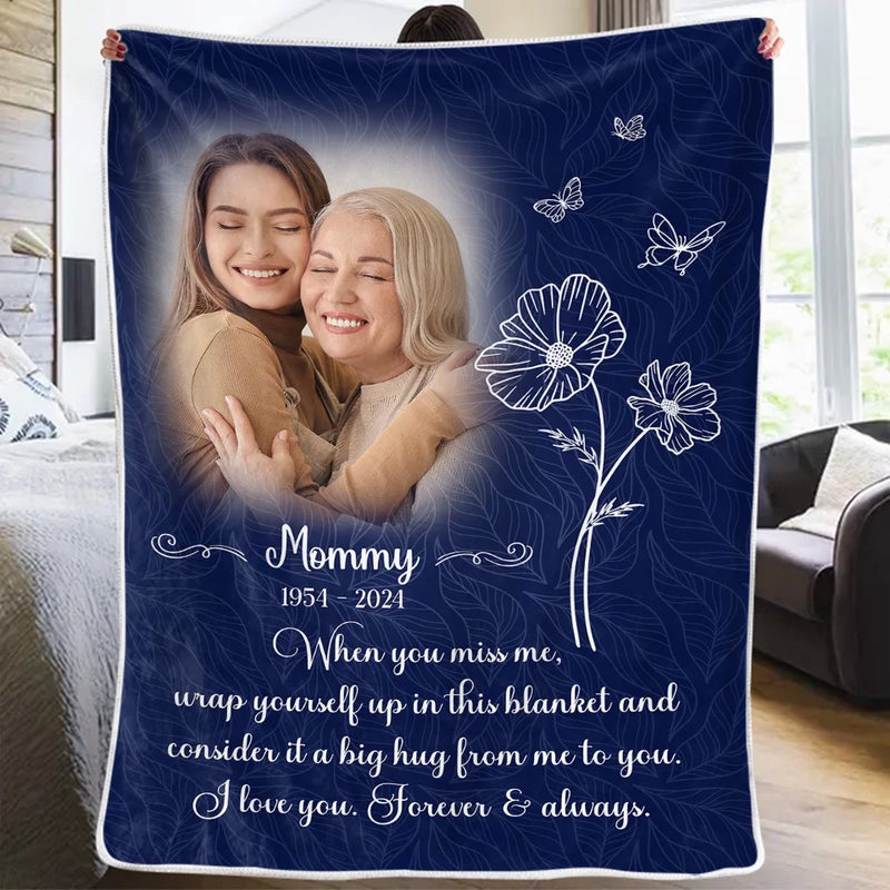 Custom Photo I Love You Forever And Always - Memorial Personalized Custom Blanket - Sympathy Gift For Family Members