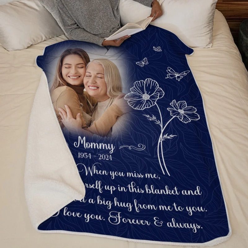 Custom Photo I Love You Forever And Always - Memorial Personalized Custom Blanket - Sympathy Gift For Family Members