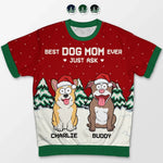 Custom Name Christmas Dog Mom Gifts - Personalized Adult Short Sleeve Sweater