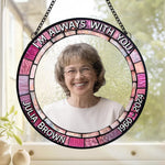Custom Photo In Every Heartbeat, Your Love Lives On - Memorial Personalized Custom Stained Glass Window Hanging Suncatcher - Sympathy Gift For Family
