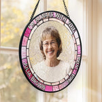 Custom Photo In Every Heartbeat, Your Love Lives On - Memorial Personalized Custom Stained Glass Window Hanging Suncatcher - Sympathy Gift For Family