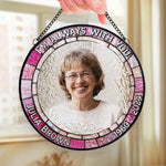 Custom Photo In Every Heartbeat, Your Love Lives On - Memorial Personalized Custom Stained Glass Window Hanging Suncatcher - Sympathy Gift For Family