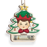 Custom Name Christmas Elf Gifts for Kids - Personalized Money Holder Ornament
