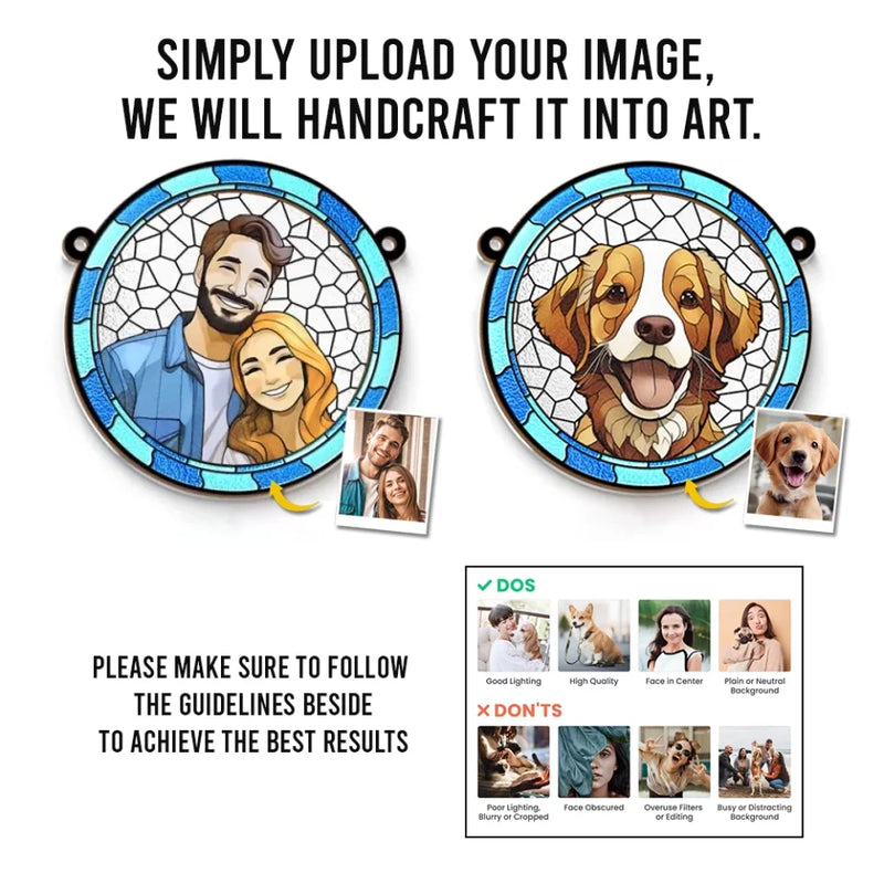 Custom Photo A Dog Is A Bond Between Strangers - Memorial Personalized Window Hanging Suncatcher - Sympathy Gift For Pet Owners, Pet Lovers