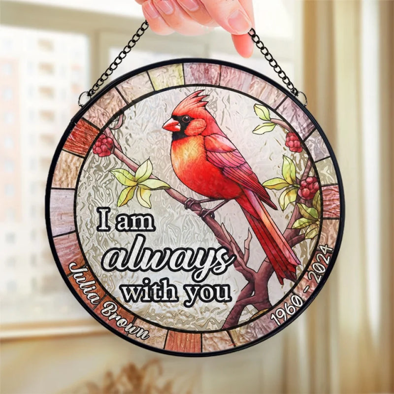 Cardinals Appear When Angels Are Near - Memorial Personalized Custom Stained Glass Window Hanging Suncatcher - Sympathy Gift For Family Members