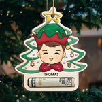 Custom Name Christmas Elf Gifts for Kids - Personalized Money Holder Ornament