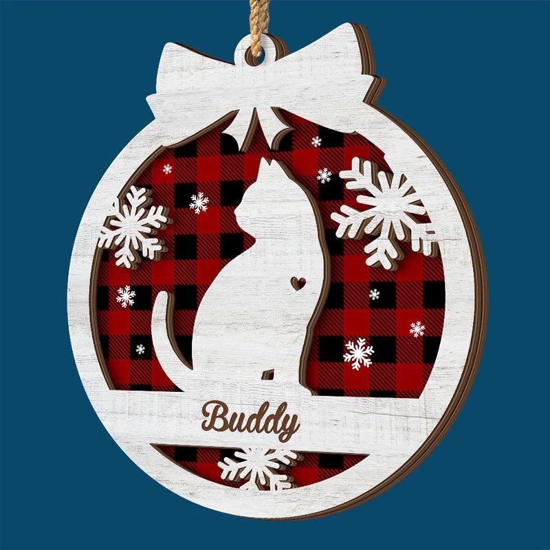 What A Greater Gift Than The Love Of A Cat - Memorial Personalized Custom Shaped 2 Layered Wood Christmas Ornament - Christmas Gift, Sympathy Gift For Pet Owners, Pet Lovers