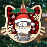Meowy Catmas - Cat Personalized Custom Shaped 2 Layered Wood Christmas Ornament - Christmas Gift For Pet Owners, Pet Lovers