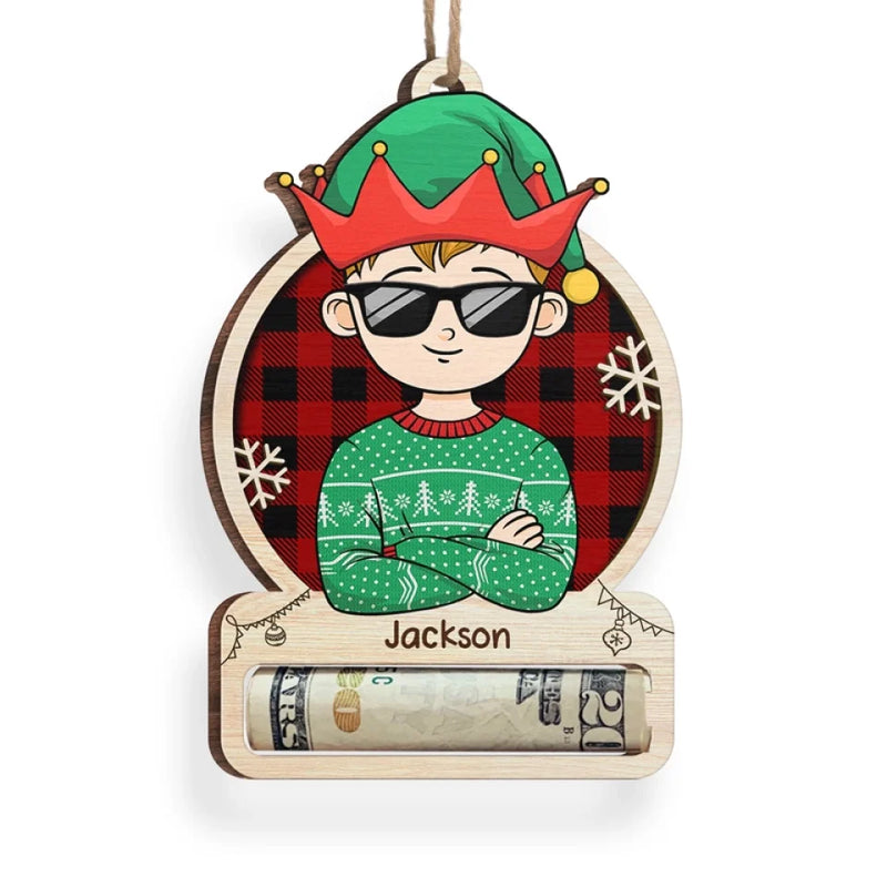 Love Grows Best In A Happy Family - Family Personalized Custom Ornament, Money Holder - Wood Custom Shaped -  Christmas Gift For Family Members