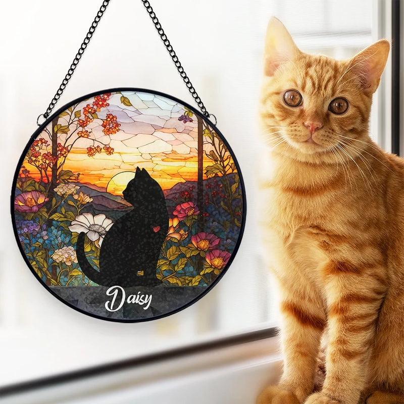 My Purr You Will Miss, But I’m Still Here - Memorial Personalized Custom Stained Glass Window Hanging Suncatcher - Sympathy Gift For Pet Owners, Pet Lovers