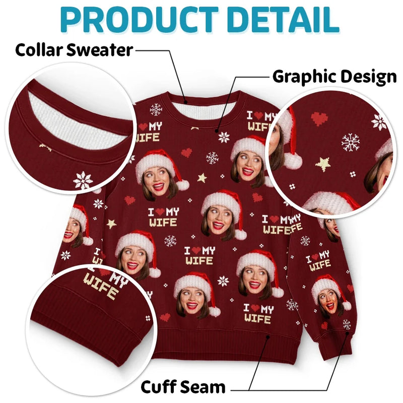Custom Photo Together Is The Best Place To Be This Christmas - Couple Personalized Custom Ugly Sweatshirt - Unisex Wool Jumper - Christmas Gift For Husband Wife, Anniversary