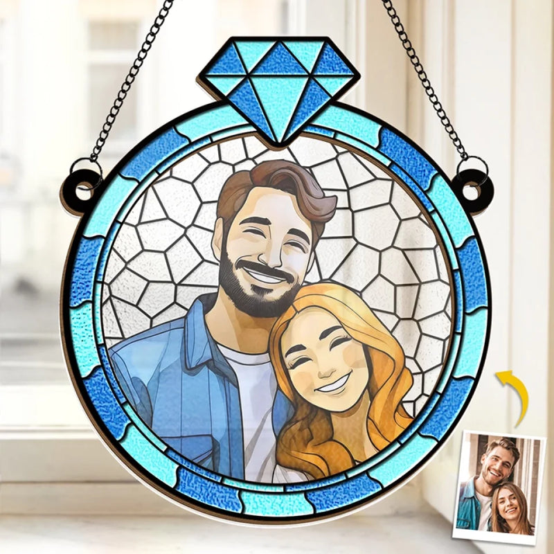 Custom Photo My Favorite Fairytale Is Our Love Story - Couple Personalized Window Hanging Suncatcher - Gift For Husband Wife, Anniversary