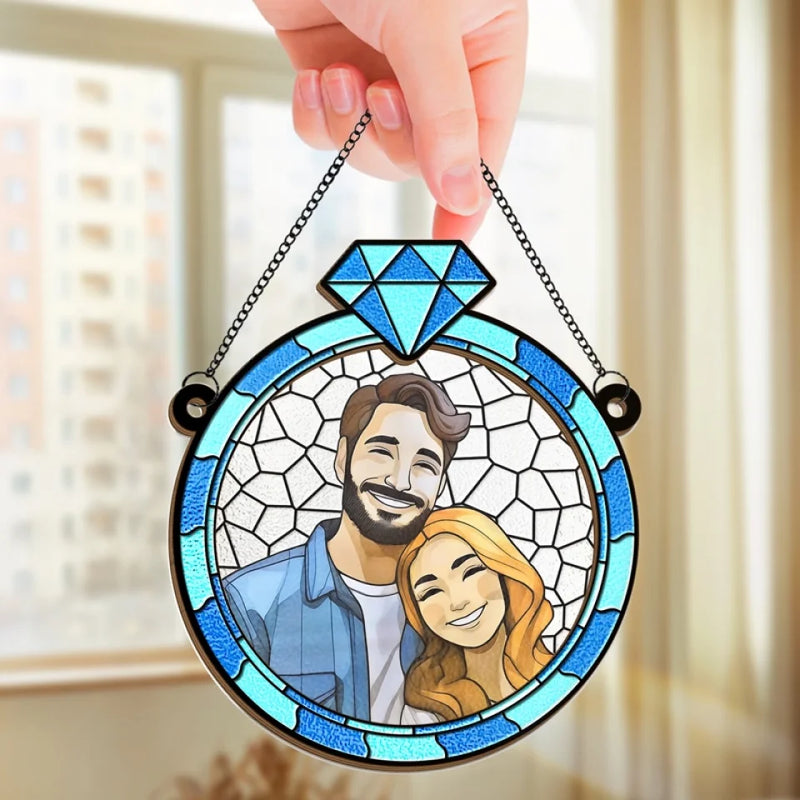 Custom Photo My Favorite Fairytale Is Our Love Story - Couple Personalized Window Hanging Suncatcher - Gift For Husband Wife, Anniversary