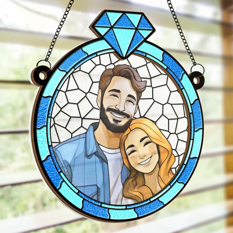 Custom Photo My Favorite Fairytale Is Our Love Story - Couple Personalized Window Hanging Suncatcher - Gift For Husband Wife, Anniversary