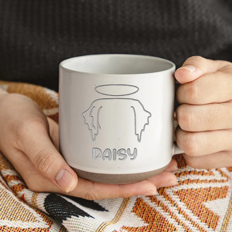 Angel With Paws, Heaven Gained A Furry Friend - Memorial Personalized Custom Pottery Mug - Sympathy Gift For Pet Owners, Pet Lovers