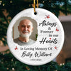 Custom Photo Always And Forever In My Heart - Memorial Personalized Custom Ornament - Ceramic Round Shaped - Sympathy Gift, Christmas Gift For Family Members