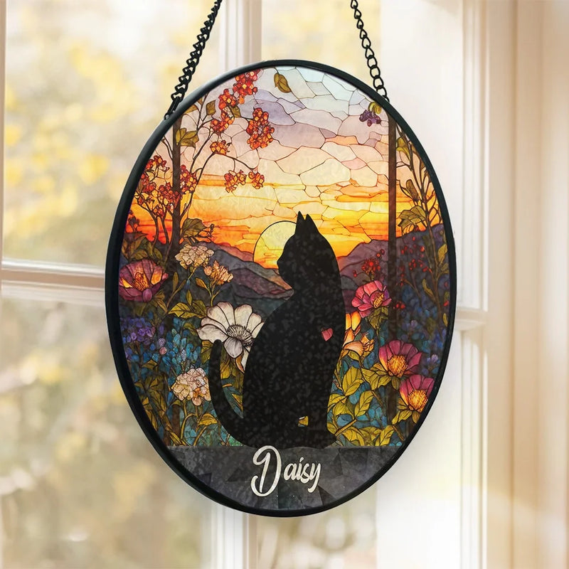 My Purr You Will Miss, But I’m Still Here - Memorial Personalized Custom Stained Glass Window Hanging Suncatcher - Sympathy Gift For Pet Owners, Pet Lovers