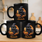 Witchy Whiskers And Spooky Purrs - Cat Personalized Custom Black Mug - Halloween Gift For Pet Owners, Pet Lovers