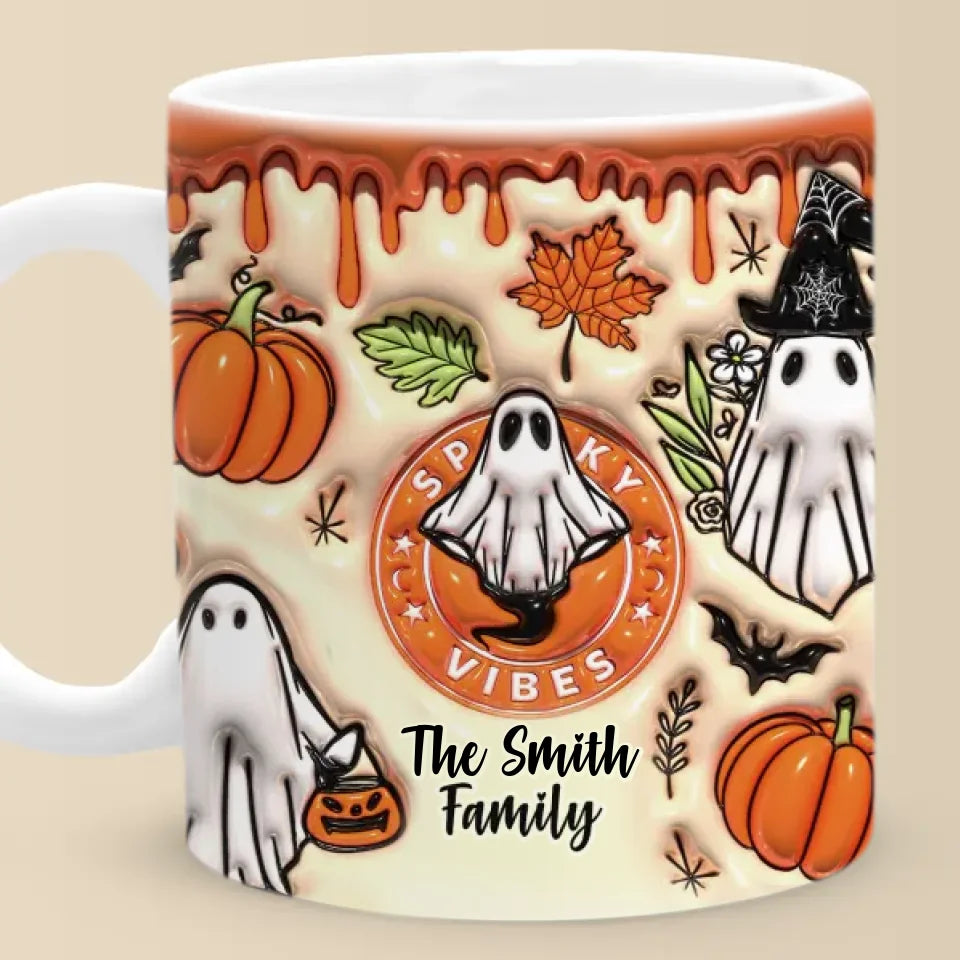 Notre famille est un vrai cri - Mug personnalisé avec effet gonflé 3D - Cadeau d'Halloween pour les membres de la famille
