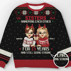 Friendship Never Ends - Bestie Personalized Custom Ugly Sweatshirt - Unisex Wool Jumper - Christmas Gift For Best Friends, BFF, Sisters