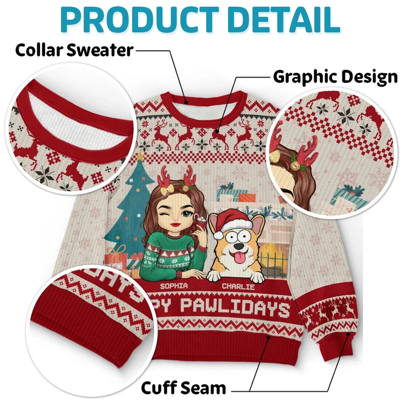 Rockin' Around The Christmas Tree, With My Pet And Me - Dog & Cat Personalized Custom Ugly Sweatshirt - Unisex Wool Jumper - Christmas Gift For Pet Owners, Pet Lovers