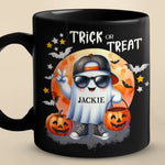 Too Cool To Be Spooky - Family Personalized Custom Black Mug - Halloween Gift For Family Members