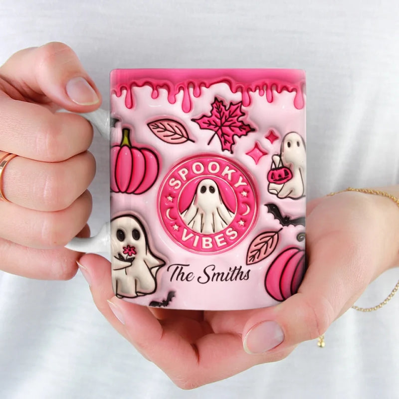 Spooky Vibes Only - Family Personalized Custom 3D Inflated Effect Printed Mug - Halloween Gift For Family Members