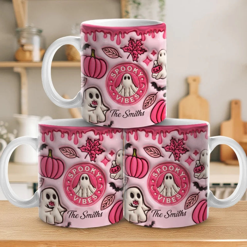 Spooky Vibes Only - Family Personalized Custom 3D Inflated Effect Printed Mug - Halloween Gift For Family Members