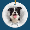 Custom Photo My Perfect Companions Never Have Fewer Than Four Feet - Memorial Personalized Custom Ornament - Ceramic Round Shaped - Sympathy Gift, Christmas Gift For Pet Owners, Pet Lovers