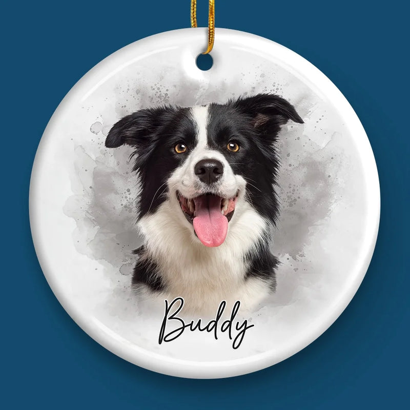 Custom Photo My Perfect Companions Never Have Fewer Than Four Feet - Memorial Personalized Custom Ornament - Ceramic Round Shaped - Sympathy Gift, Christmas Gift For Pet Owners, Pet Lovers