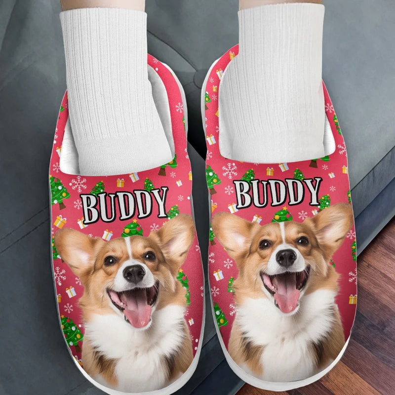 Custom Photo Cozy Feet And Happy Hearts Make The Best Memories Together - Dog & Cat Personalized Custom Fluffy Slippers - Christmas Gift For Pet Owners, Pet Lovers