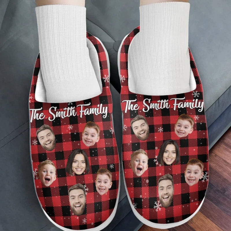 Custom Photo Make Family Time Extra Special With Warm Fluffy Footwear - Family Personalized Custom Fluffy Slippers - Christmas Gift For Family Members