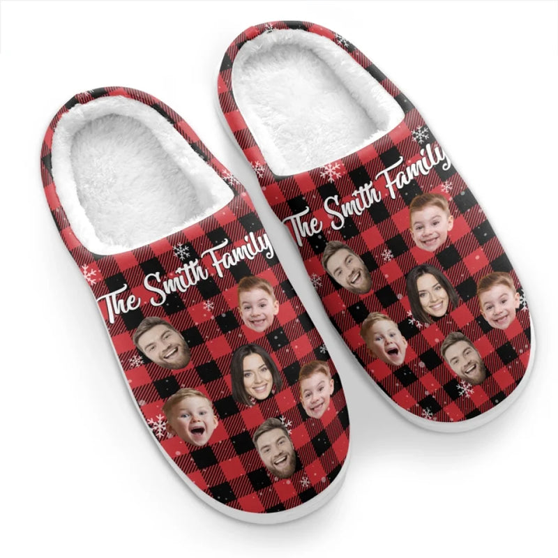Custom Photo Make Family Time Extra Special With Warm Fluffy Footwear - Family Personalized Custom Fluffy Slippers - Christmas Gift For Family Members