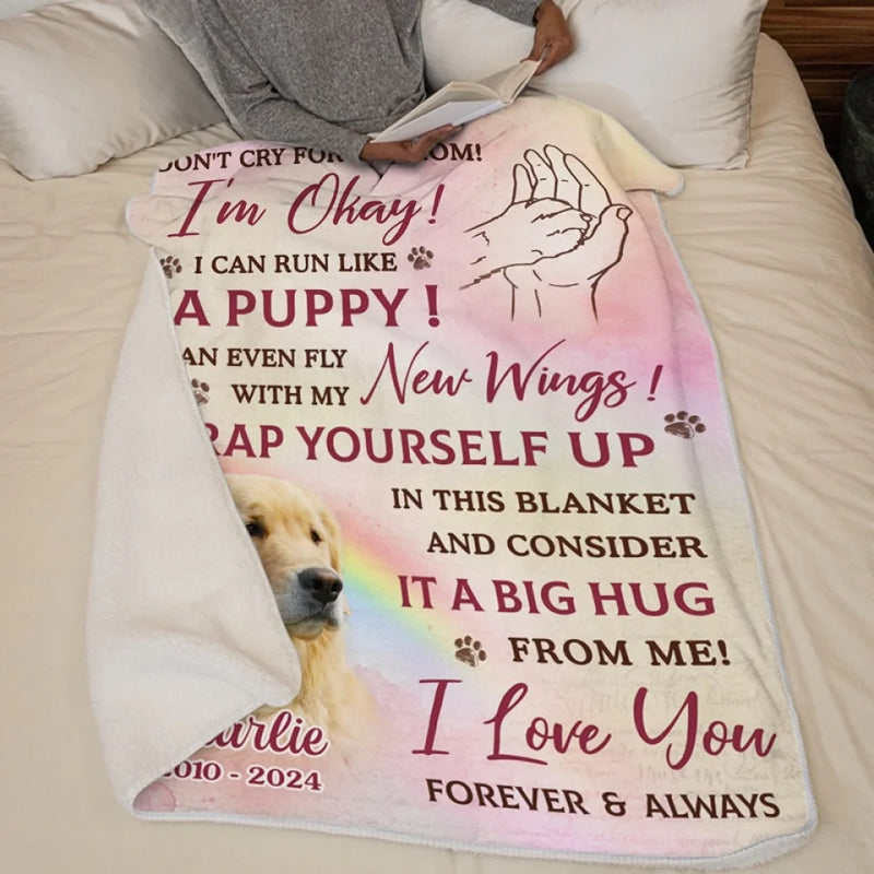 Custom Photo Run Free, Faithful Friend - Memorial Personalized Custom Blanket - Sympathy Gift For Pet Owners, Pet Lovers