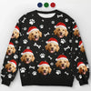 Sweat-shirt personnalisé avec photo pour célébrer Noël avec vos amis à quatre pattes - Pull en laine unisexe - Cadeau de Noël pour les propriétaires et les amoureux des animaux