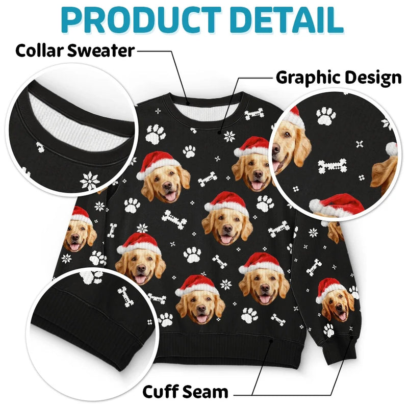 Custom Photo Celebrate Christmas With Furry Friends - Dog & Cat Personalized Custom Ugly Sweatshirt - Unisex Wool Jumper - Christmas Gift For Pet Owners, Pet Lovers