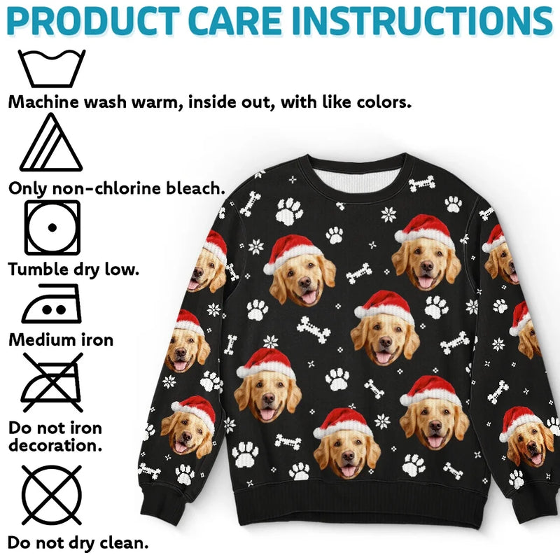 Custom Photo Celebrate Christmas With Furry Friends - Dog & Cat Personalized Custom Ugly Sweatshirt - Unisex Wool Jumper - Christmas Gift For Pet Owners, Pet Lovers