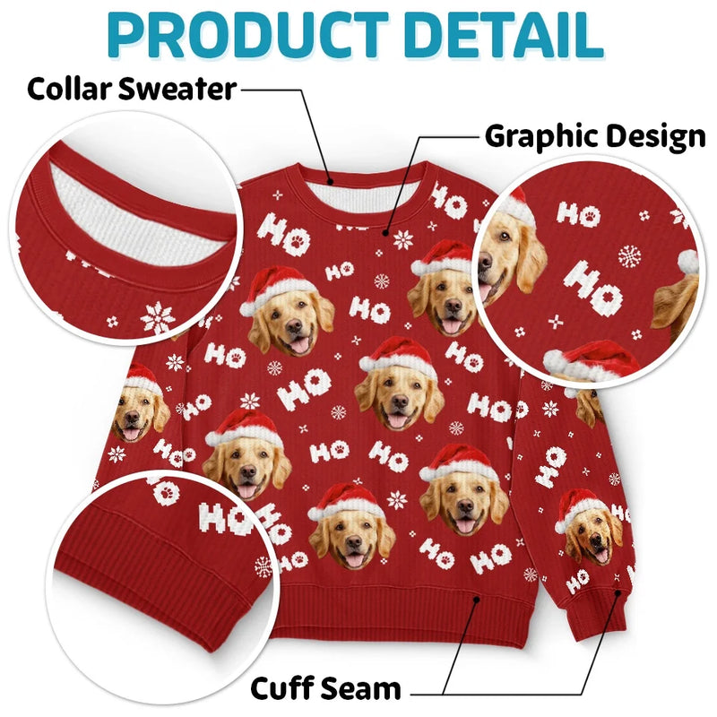 Custom Photo Puppy's Furrst Christmas - Dog & Cat Personalized Custom Ugly Sweatshirt - Unisex Wool Jumper - Christmas Gift For Pet Owners, Pet Lovers