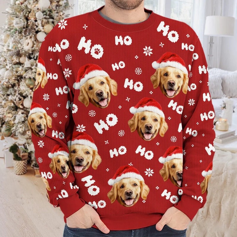 Custom Photo Puppy's Furrst Christmas - Dog & Cat Personalized Custom Ugly Sweatshirt - Unisex Wool Jumper - Christmas Gift For Pet Owners, Pet Lovers
