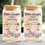 A Mother Is A Daughter's Best Friend - Family Personalized Custom Glass Cup, Iced Coffee Cup - Gift For Mom, Daughter