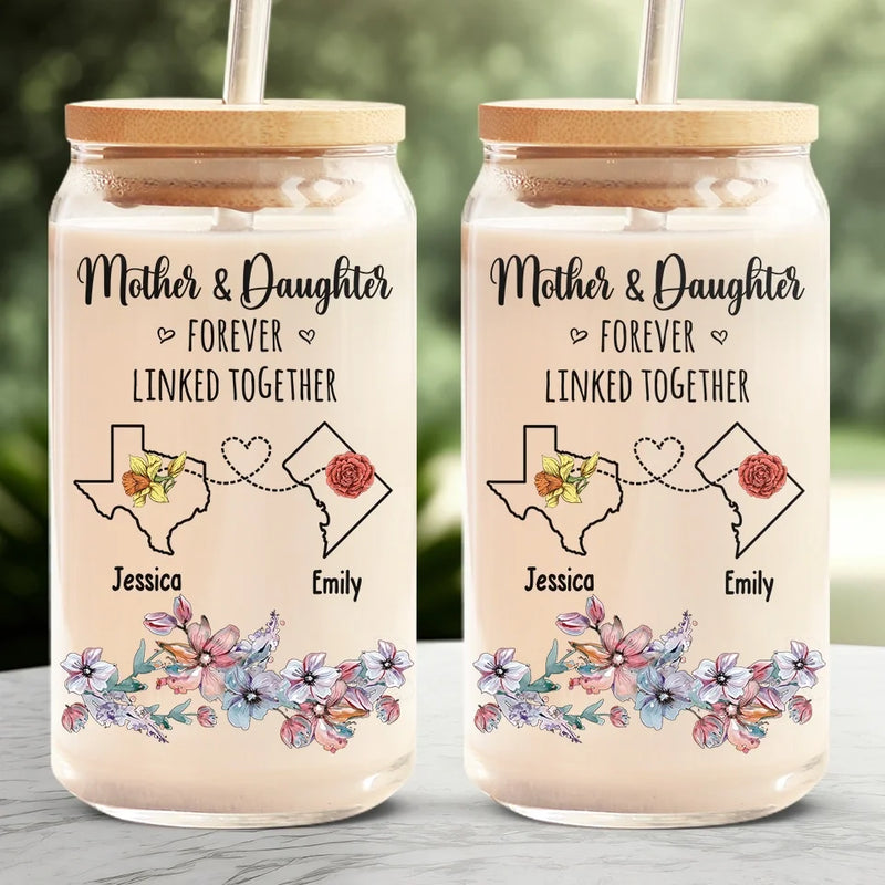 A Mother Is A Daughter's Best Friend - Family Personalized Custom Glass Cup, Iced Coffee Cup - Gift For Mom, Daughter
