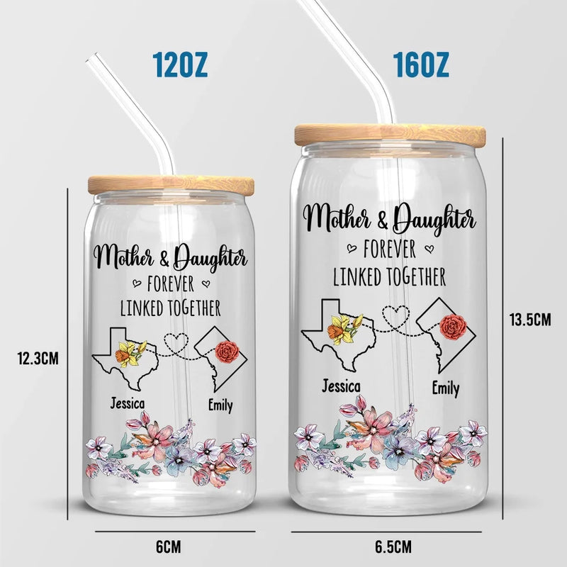 A Mother Is A Daughter's Best Friend - Family Personalized Custom Glass Cup, Iced Coffee Cup - Gift For Mom, Daughter