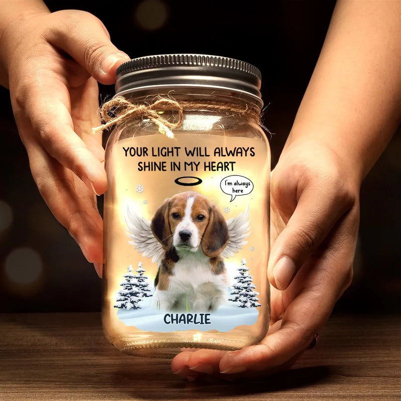 Custom Photo Your Spirit Will Always Run Free - Memorial Personalized Custom Mason Jar Light - Sympathy Gift For Pet Owners, Pet Lovers