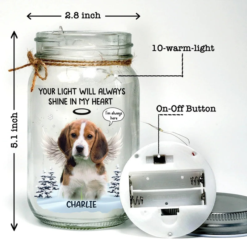 Custom Photo Your Spirit Will Always Run Free - Memorial Personalized Custom Mason Jar Light - Sympathy Gift For Pet Owners, Pet Lovers