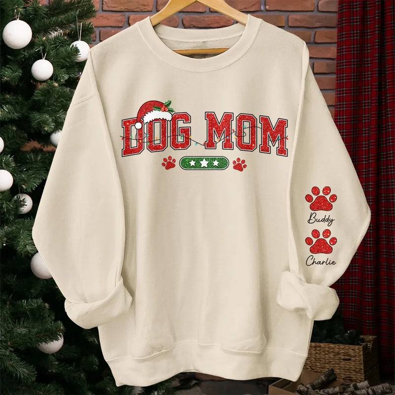 Furry Kisses And Christmas Wishes - Dog & Cat Personalized Custom Unisex Sweatshirt With Design On Sleeve - Christmas Gift For Pet Owners, Pet Lovers