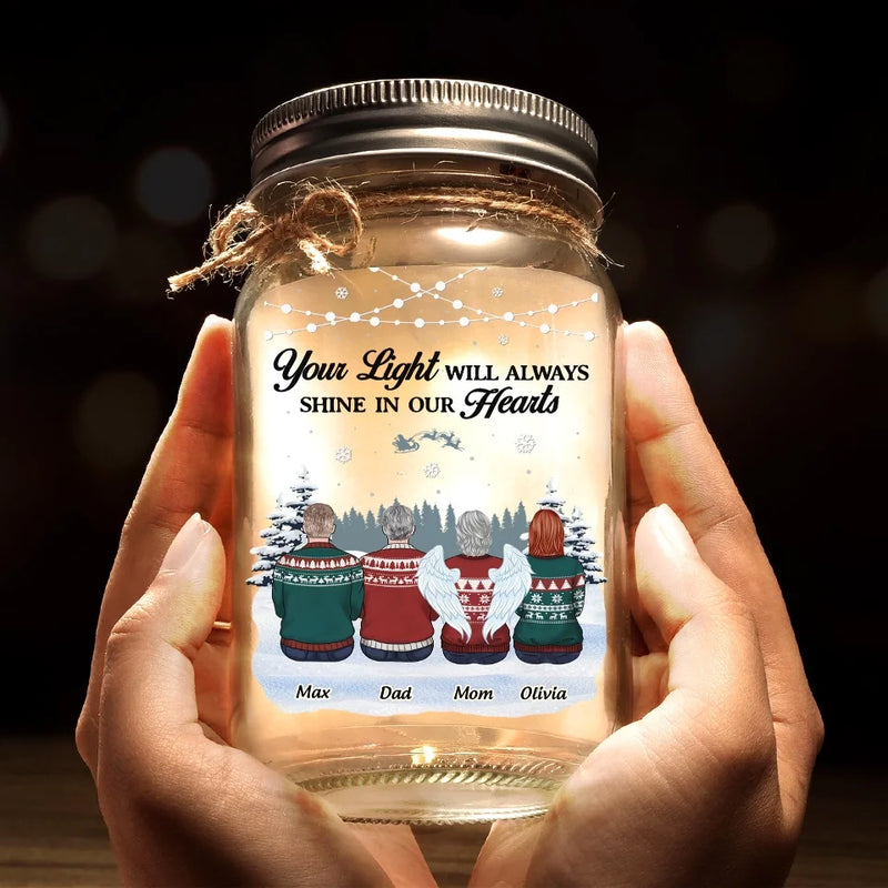 Remembering You With Love And Gratitude - Memorial Personalized Custom Mason Jar Light - Sympathy Gift, Christmas Gift For Family Members