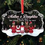 The Love Between A Mother & Daughters Is Forever - Family Personalized Custom Benelux Glass Ornament - Christmas Gift For Mom, Daughter
