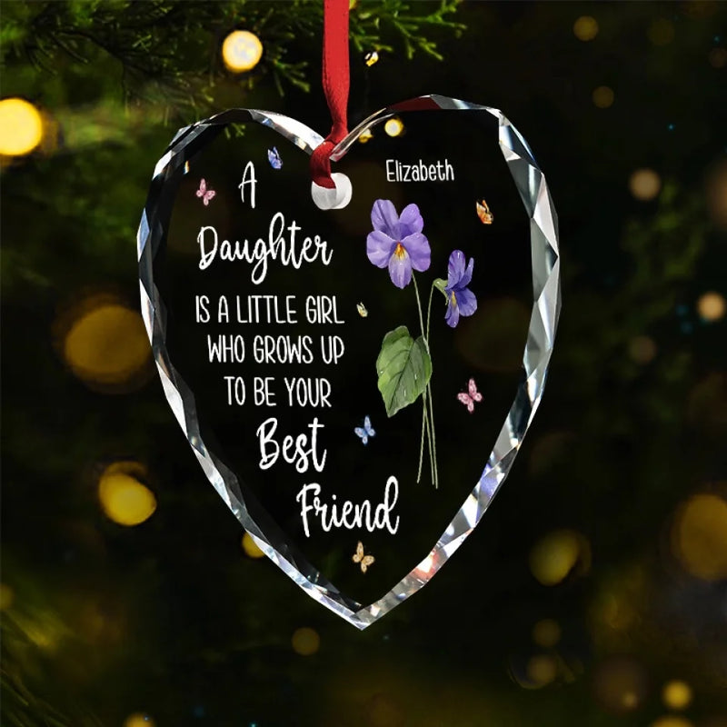 There Is No Better Friend Than A Daughter - Family Personalized Custom Heart Glass Ornament - Christmas Gift For Mom, Daughter