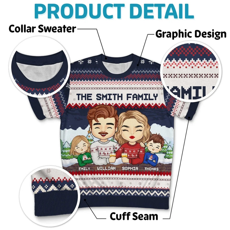 Together Is Our Favorite Place To Be This Christmas - Family Personalized Custom All Over Print Adult Short Sleeve Sweater - Christmas Gift For Family Members